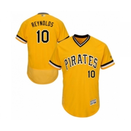Men's Pittsburgh Pirates #10 Bryan Reynolds Gold Alternate Flex Base Authentic Collection Baseball Player Jersey