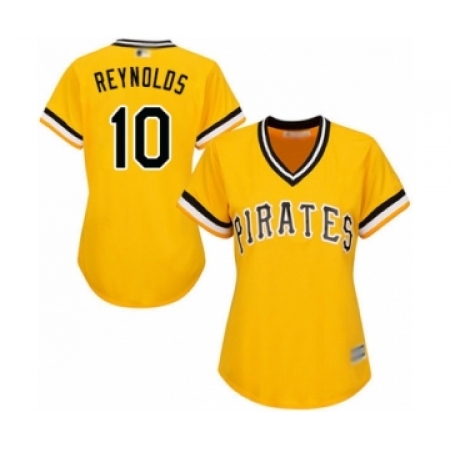 Women's Pittsburgh Pirates #10 Bryan Reynolds Authentic Gold Alternate Cool Base Baseball Player Jersey