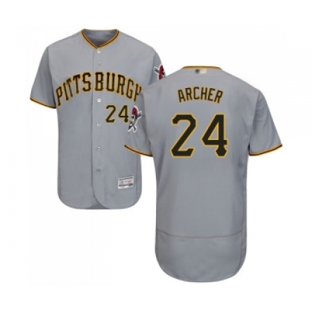 Men's Pittsburgh Pirates #24 Chris Archer Grey Road Flex Base Authentic Collection Baseball Jersey