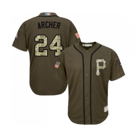 Youth Pittsburgh Pirates #24 Chris Archer Authentic Green Salute to Service Baseball Jersey