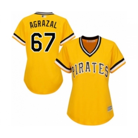 Women's Pittsburgh Pirates #67 Dario Agrazal Authentic Gold Alternate Cool Base Baseball Player Jersey