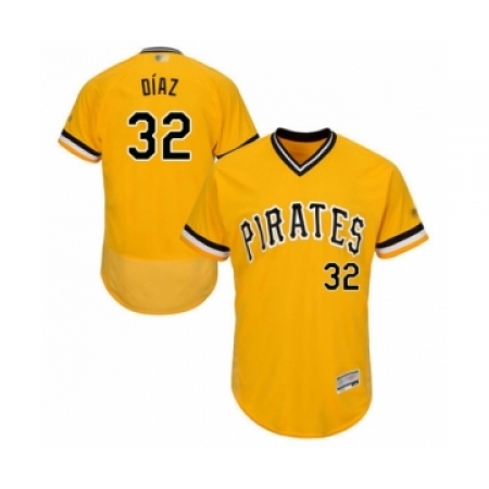 Men's Pittsburgh Pirates #32 Elias Diaz Gold Alternate Flex Base Authentic Collection Baseball Player Jersey