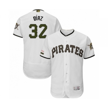 Men's Pittsburgh Pirates #32 Elias Diaz White Alternate Authentic Collection Flex Base Baseball Player Jersey