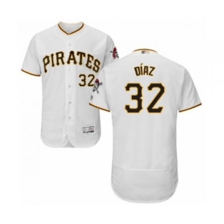 Men's Pittsburgh Pirates #32 Elias Diaz White Home Flex Base Authentic Collection Baseball Player Jersey