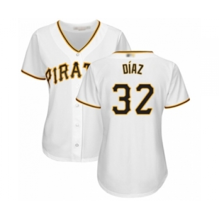 Women's Pittsburgh Pirates #32 Elias Diaz Authentic White Home Cool Base Baseball Player Jersey