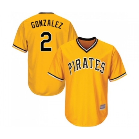 Men's Pittsburgh Pirates #2 Erik Gonzalez Replica Gold Alternate Cool Base Baseball Jersey
