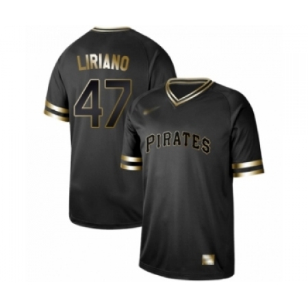 Men's Pittsburgh Pirates #47 Francisco Liriano Authentic Black Gold Fashion Baseball Jersey