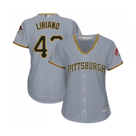 Women's Pittsburgh Pirates #47 Francisco Liriano Replica Grey Road Cool Base Baseball Jersey