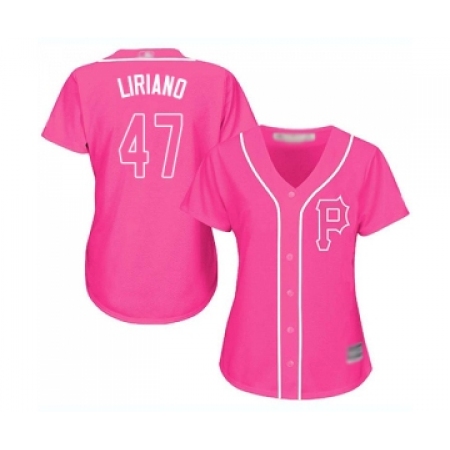 Women's Pittsburgh Pirates #47 Francisco Liriano Replica Pink Fashion Cool Base Baseball Jersey