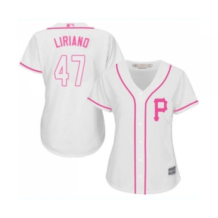 Women's Pittsburgh Pirates #47 Francisco Liriano Replica White Fashion Cool Base Baseball Jersey