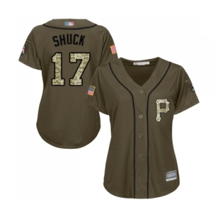 Women's Pittsburgh Pirates #17 JB Shuck Authentic Green Salute to Service Baseball Jersey