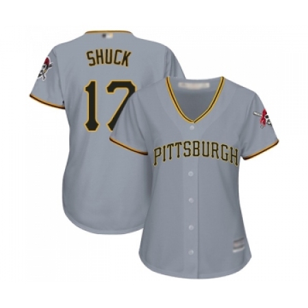 Women's Pittsburgh Pirates #17 JB Shuck Replica Grey Road Cool Base Baseball Jersey