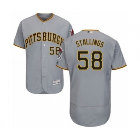 Men's Pittsburgh Pirates #58 Jacob Stallings Grey Road Flex Base Authentic Collection Baseball Player Jersey