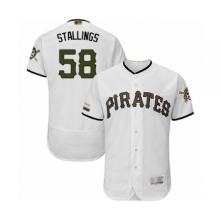 Men's Pittsburgh Pirates #58 Jacob Stallings White Alternate Authentic Collection Flex Base Baseball Player Jersey