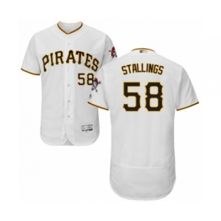 Men's Pittsburgh Pirates #58 Jacob Stallings White Home Flex Base Authentic Collection Baseball Player Jersey