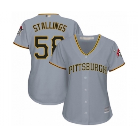 Women's Pittsburgh Pirates #58 Jacob Stallings Authentic Grey Road Cool Base Baseball Player Jersey