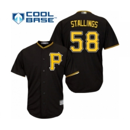 Youth Pittsburgh Pirates #58 Jacob Stallings Authentic Black Alternate Cool Base Baseball Player Jersey