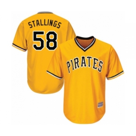 Youth Pittsburgh Pirates #58 Jacob Stallings Authentic Gold Alternate Cool Base Baseball Player Jersey