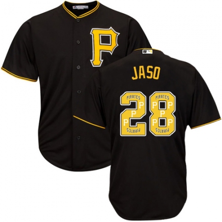 Men's Majestic Pittsburgh Pirates #28 John Jaso Authentic Black Team Logo Fashion Cool Base MLB Jersey