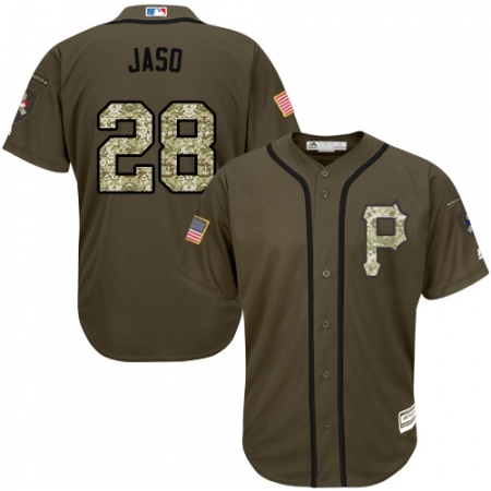 Men's Majestic Pittsburgh Pirates #28 John Jaso Authentic Green Salute to Service MLB Jersey