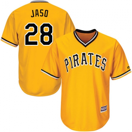 Men's Majestic Pittsburgh Pirates #28 John Jaso Replica Gold Alternate Cool Base MLB Jersey