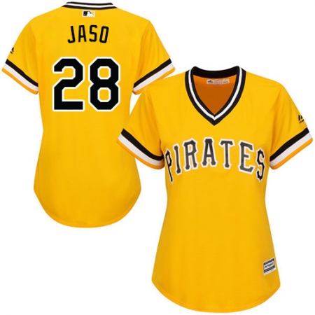 Women's Majestic Pittsburgh Pirates #28 John Jaso Authentic Gold Alternate Cool Base MLB Jersey
