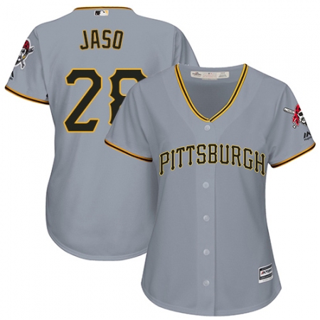 Women's Majestic Pittsburgh Pirates #28 John Jaso Authentic Grey Road Cool Base MLB Jersey