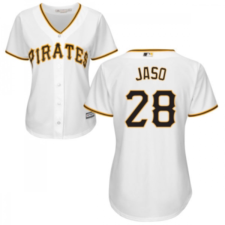 Women's Majestic Pittsburgh Pirates #28 John Jaso Authentic White Home Cool Base MLB Jersey