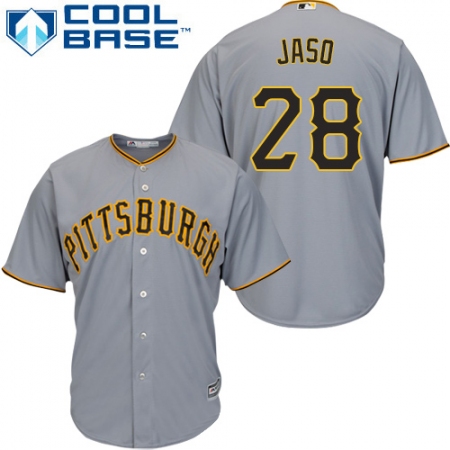 Youth Majestic Pittsburgh Pirates #28 John Jaso Replica Grey Road Cool Base MLB Jersey