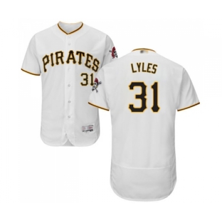 Men's Pittsburgh Pirates #31 Jordan Lyles White Home Flex Base Authentic Collection Baseball Jersey