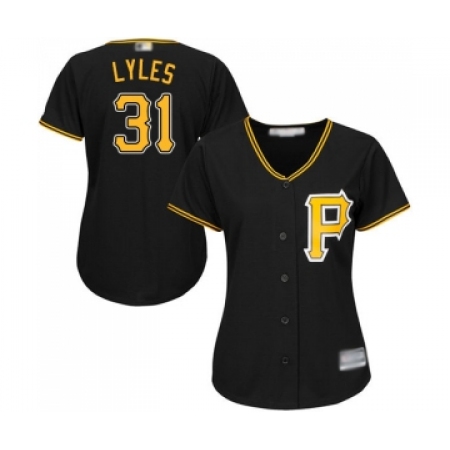 Women's Pittsburgh Pirates #31 Jordan Lyles Replica Black Alternate Cool Base Baseball Jersey