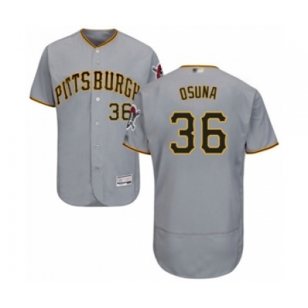 Men's Pittsburgh Pirates #36 Jose Osuna Grey Road Flex Base Authentic Collection Baseball Player Jersey