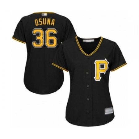 Women's Pittsburgh Pirates #36 Jose Osuna Authentic Black Alternate Cool Base Baseball Player Jersey