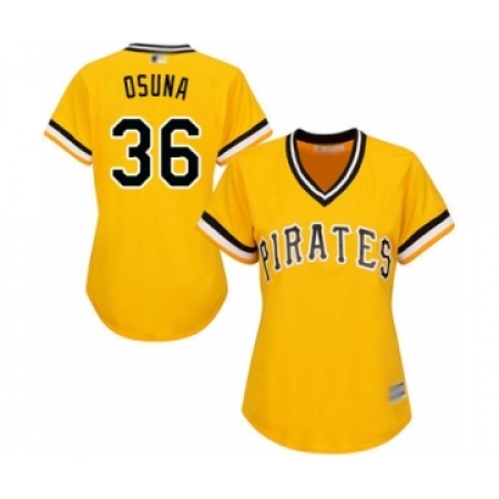 Women's Pittsburgh Pirates #36 Jose Osuna Authentic Gold Alternate Cool Base Baseball Player Jersey
