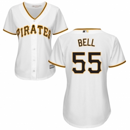 Women's Majestic Pittsburgh Pirates #55 Josh Bell Authentic White Home Cool Base MLB Jersey
