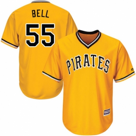 Youth Majestic Pittsburgh Pirates #55 Josh Bell Authentic Gold Alternate Cool Base MLB Jersey