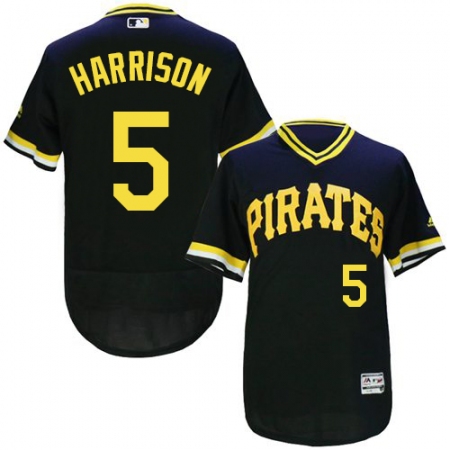 Men's Majestic Pittsburgh Pirates #5 Josh Harrison Black Flexbase Authentic Collection Cooperstown MLB Jersey