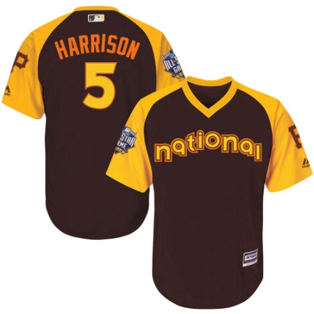 Youth Majestic Pittsburgh Pirates #5 Josh Harrison Authentic Brown 2016 All-Star National League BP Cool Base MLB Jersey