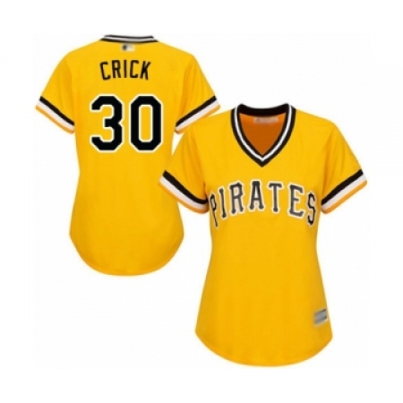Women's Pittsburgh Pirates #30 Kyle Crick Authentic Gold Alternate Cool Base Baseball Player Jersey