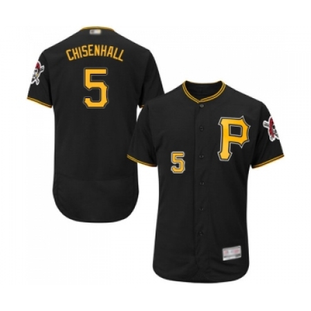 Men's Pittsburgh Pirates #5 Lonnie Chisenhall Black Alternate Flex Base Authentic Collection Baseball Jersey