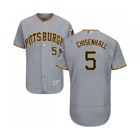 Men's Pittsburgh Pirates #5 Lonnie Chisenhall Grey Road Flex Base Authentic Collection Baseball Jersey