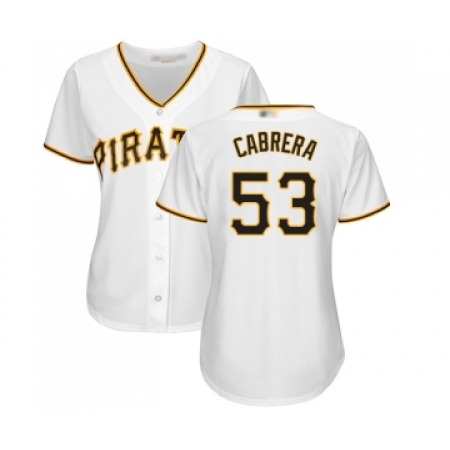 Women's Pittsburgh Pirates #53 Melky Cabrera Replica White Home Cool Base Baseball Jersey