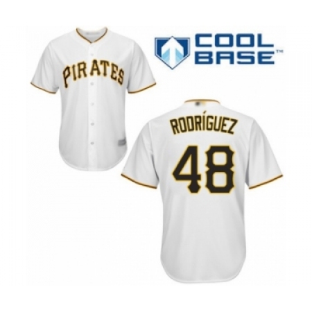 Youth Pittsburgh Pirates #48 Richard Rodriguez Authentic White Home Cool Base Baseball Player Jersey