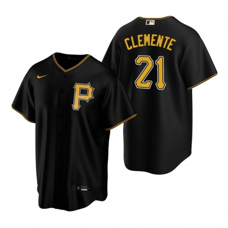 Men's Nike Pittsburgh Pirates #21 Roberto Clemente Black Alternate Stitched Baseball Jersey