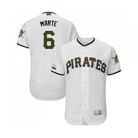 Men's Pittsburgh Pirates #6 Starling Marte White Alternate Authentic Collection Flex Base Baseball Jersey