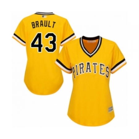 Women's Pittsburgh Pirates #43 Steven Brault Authentic Gold Alternate Cool Base Baseball Player Jersey