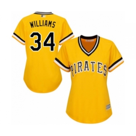Women's Pittsburgh Pirates #34 Trevor Williams Authentic Gold Alternate C