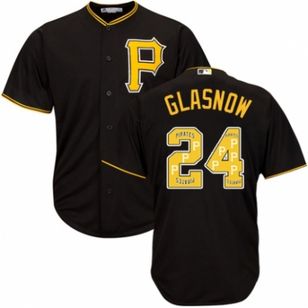 Men's Majestic Pittsburgh Pirates #24 Tyler Glasnow Authentic Black Team Logo Fashion Cool Base MLB Jersey