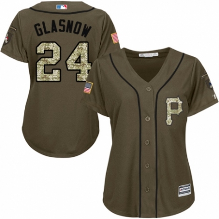 Women's Majestic Pittsburgh Pirates #24 Tyler Glasnow Authentic Green Salute to Service MLB Jersey