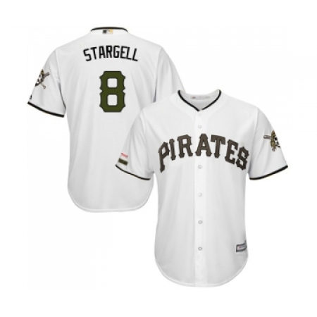 Men's Pittsburgh Pirates #8 Willie Stargell Replica White Alternate Cool Base Baseball Jersey